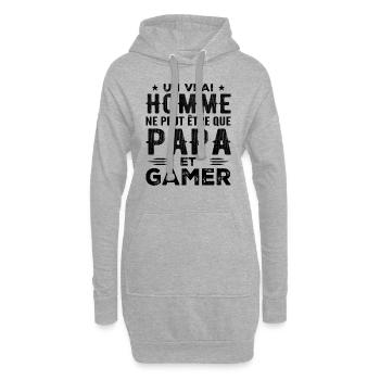 Ein echter Mann ist nur ein Vater und Gamer - Hoodie-Kleid - Grau meliert - Vorne
