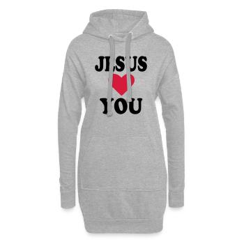 Jesus - Sweat-shirt à capuche long Femme - gris chiné - Devant