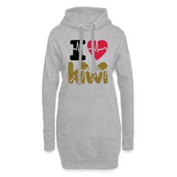 I LOVE KIWI - Sweat-shirt à capuche long Femme - gris chiné - Devant
