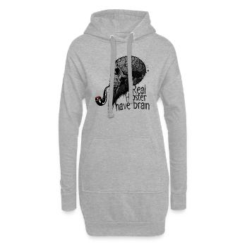 echte Hipster Totenkopf haben Gehirn Kran Schädel p - Hoodie-Kleid - Grau meliert - Vorne