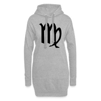 Vierge glyphes signes du zodiaque symbole - Sweat-shirt à capuche long Femme - gris chiné - Devant