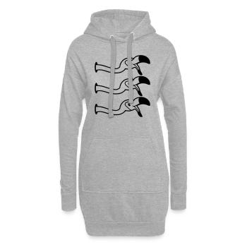 3 amis équipe équipe fête trou mur rire bouche au - Sweat-shirt à capuche long Femme - gris chiné - Devant