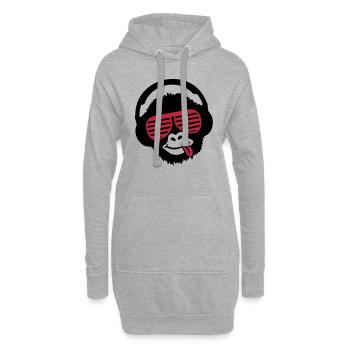 monkey_listen_music_pp2 - Hoodie-Kleid - Grau meliert - Vorne