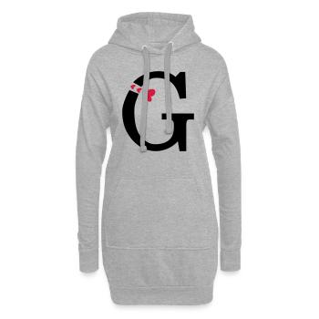 Capital lettre G avec des coeurs - Sweat-shirt à capuche long Femme - gris chiné - Devant