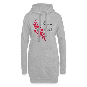 Muttertag Mama Ich liebe Dich, personalisierbar - Hoodie-Kleid - Grau meliert - Vorne