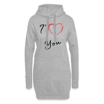 I love you - Sweat-shirt à capuche long Femme - gris chiné - Devant