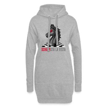 jeu d’échecs en damier - Sweat-shirt à capuche long Femme - gris chiné - Devant