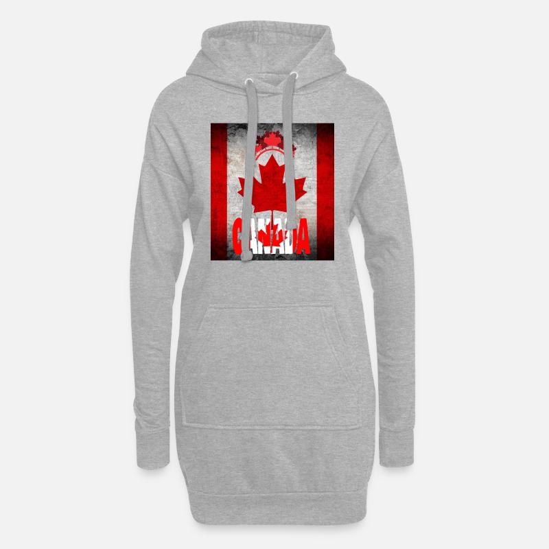 Canada, feuille d’érable. - Sweat-shirt à capuche long Femme - gris chiné