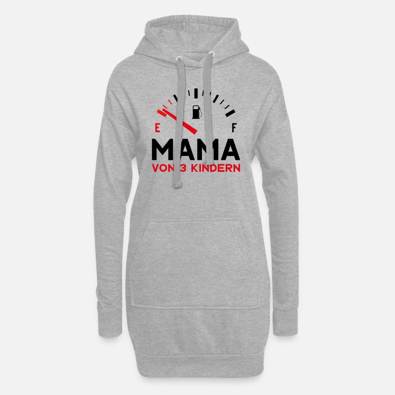 MAMA 3 KINDER MUTTER DREI KINDER MUTTERTAG - Hoodie-Kleid - Grau meliert