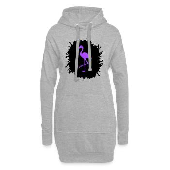 flamingo splatter - Hoodie-Kleid - Grau meliert - Vorne