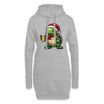 Schildkröte Weihnachten Bier - Hoodie-Kleid - Grau meliert - Vorne