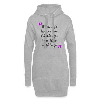 Quand la vie vous met au défi, affrontez-les avec vigueur - Sweat-shirt à capuche long Femme - gris chiné - Devant