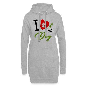i love my dog 1 - Hoodie-Kleid - Grau meliert - Vorne