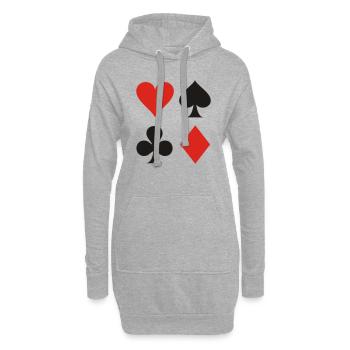 Poker, skat, jeu de cartes - Sweat-shirt à capuche long Femme - gris chiné - Devant
