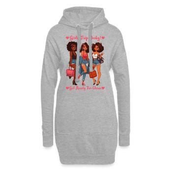 Femmes Drôle Filles Voyage Prêt Pour Le Chaos Africain - Sweat-shirt à capuche long Femme - gris chiné - Devant