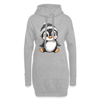 Pingouin mignon mignon bébé enfants animal dessin animé - Sweat-shirt à capuche long Femme - gris chiné - Devant