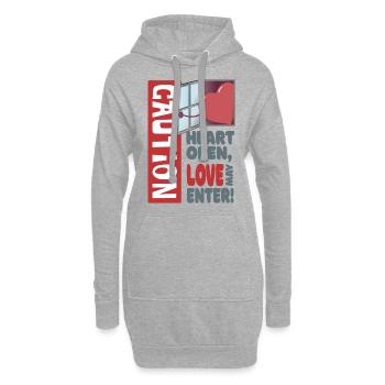 Heart open, love may enter (Valentine's Day) - Hoodie Dress - heather grey - Front