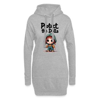 Protect the Dolls - Süße Botschaft - Hoodie-Kleid - Grau meliert - Vorne
