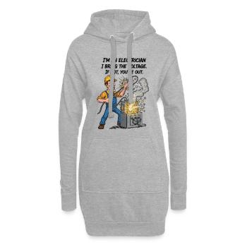 Elektriker Spannung Humor | Lustiger Strom - Hoodie-Kleid - Grau meliert - Vorne
