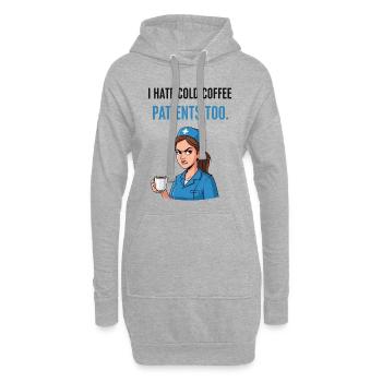 Café froid, patience à la fin : le stress des soins ! - Sweat-shirt à capuche long Femme - gris chiné - Devant