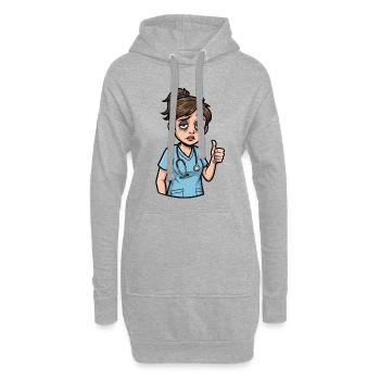 Müde Heldin: Pflege mit Herz & Humor - Hoodie-Kleid - Grau meliert - Vorne