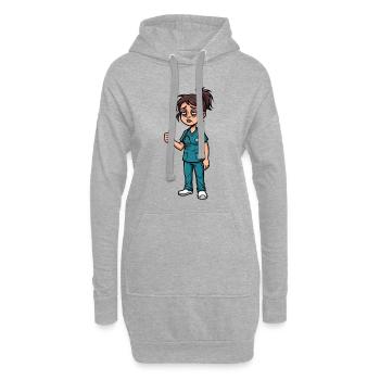Héroïne de nuit avec des cernes sous les yeux - Sweat-shirt à capuche long Femme - gris chiné - Devant
