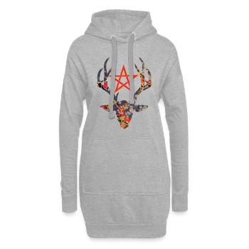 hirschkopf mit pentagramm e 202 - Hoodie-Kleid - Grau meliert - Vorne