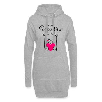 Mignon ours avec cœur sois mon Valentin - Sweat-shirt à capuche long Femme - gris chiné - Devant