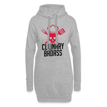 Chef cuisinier chef Humour Badass - Sweat-shirt à capuche long Femme - gris chiné - Devant