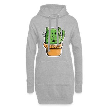 Catcus Kaktus Katze - Katzen - Kakteen -Comic -Fun - Hoodie-Kleid - Grau meliert - Vorne