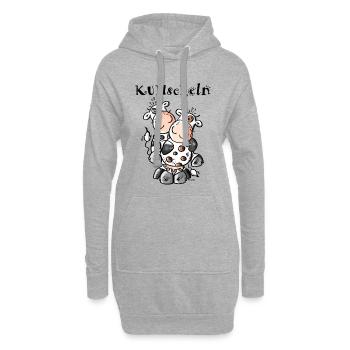 KUHschelnde Kühe - Kuh - Hoodie-Kleid - Grau meliert - Vorne