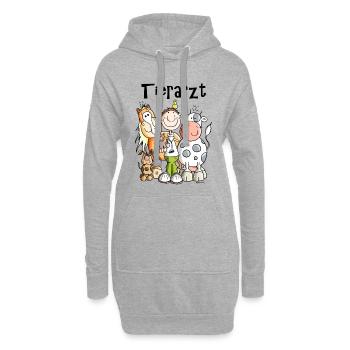 Fröhlicher Tierarzt - Hoodie-Kleid - Grau meliert - Vorne