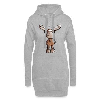 Lustiger Elch - Hoodie-Kleid - Grau meliert - Vorne