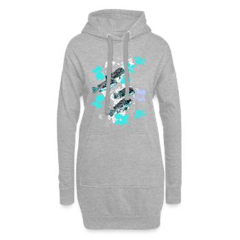Fische Fischschwarm mit Blumen - Hoodie-Kleid - Grau meliert - Vorne