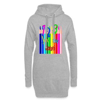 Retour à l’école123 Je fais des crayons de couleur colorés - Sweat-shirt à capuche long Femme - gris chiné - Devant