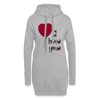 T-shirt pour les amoureux - Sweat-shirt à capuche long Femme - gris chiné - Devant