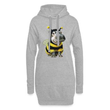 Abeille hippopotame 2 - Sweat-shirt à capuche long Femme - gris chiné - Devant