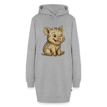 Drôle de bébé sanglier – Cartoon Porcelet - Sweat-shirt à capuche long Femme - gris chiné - Devant