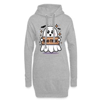 Imprimé fantôme mignon d'Halloween - Sweat-shirt à capuche long Femme - gris chiné - Devant