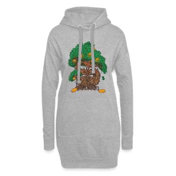 Bonsaï d’arbre à argent avec des feuilles d’argent et une pièce d’or - Sweat-shirt à capuche long Femme - gris chiné - Devant