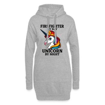 Licorne pompier de nuit - Sweat-shirt à capuche long Femme - gris chiné - Devant