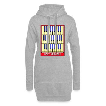 Touches de piano en vitrail - Sweat-shirt à capuche long Femme - gris chiné - Devant