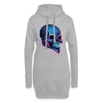 Lignes néon Bleu Crâne Néon - Sweat-shirt à capuche long Femme - gris chiné - Devant