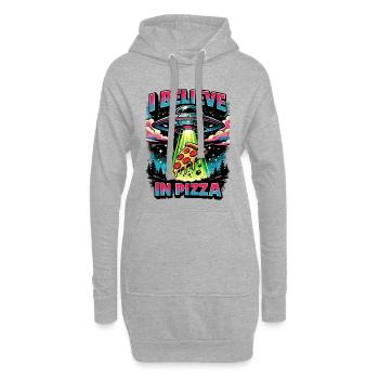 Ich glaube an Pizza lustige UFO-Entführungscomic - Hoodie-Kleid - Grau meliert - Vorne