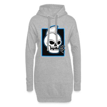 Skull Mohawk Punk-Grafik - Hoodie-Kleid - Grau meliert - Vorne