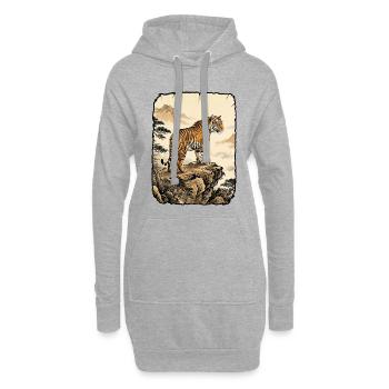 Forêt asiatique du tigre - Sweat-shirt à capuche long Femme - gris chiné - Devant