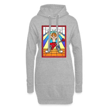 Buntglas-Rockgitarrist - Hoodie-Kleid - Grau meliert - Vorne