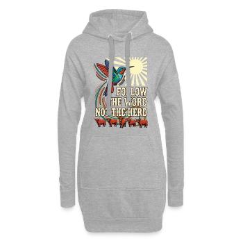 Folge dem Wort, nicht der Herde, Kolibris - Hoodie-Kleid - Grau meliert - Vorne