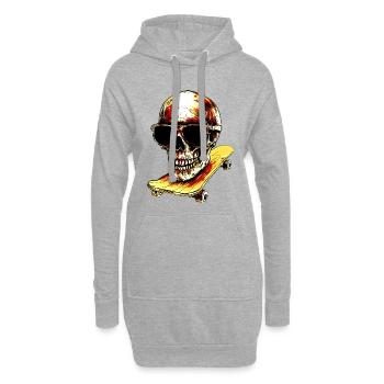 Skateur Skull - Sweat-shirt à capuche long Femme - gris chiné - Devant