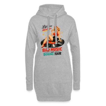 Pin-Up rétro sur disque vinyle : vinyle & rockabilly - Sweat-shirt à capuche long Femme - gris chiné - Devant